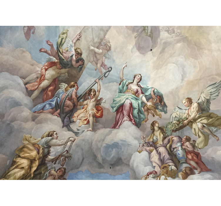 Wall mural classic art heavenly figures above - TenStickers