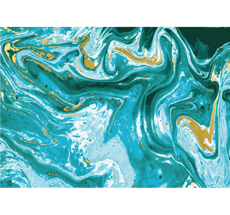 Abstract mural wallpaper flowing turquoise waves - TenStickers