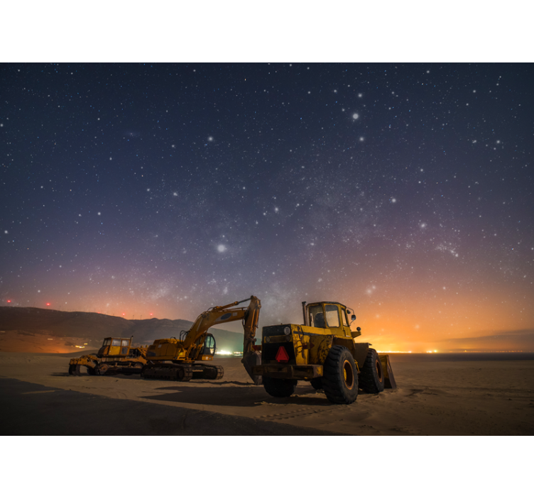Automotive wall murals construction equipment night - TenStickers