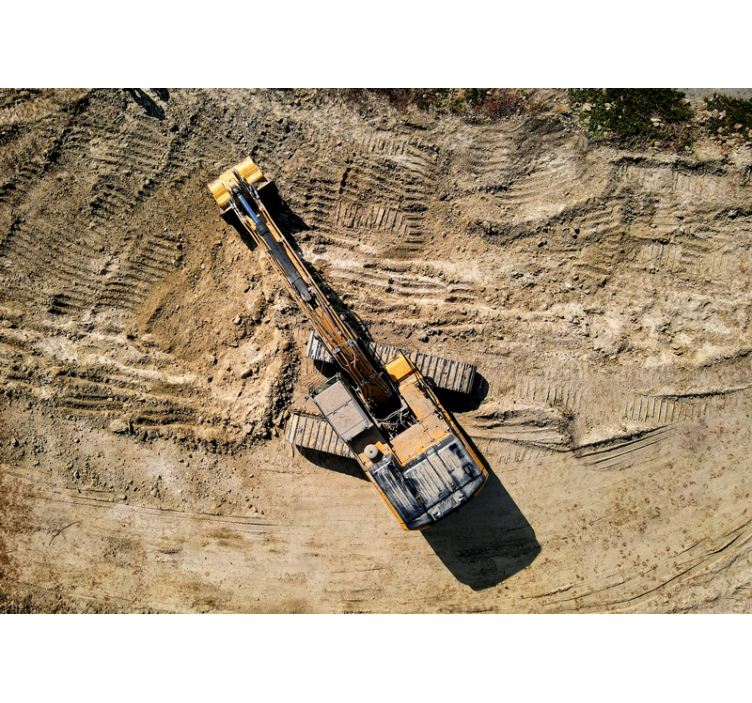 Automotive wall murals excavator in action - TenStickers