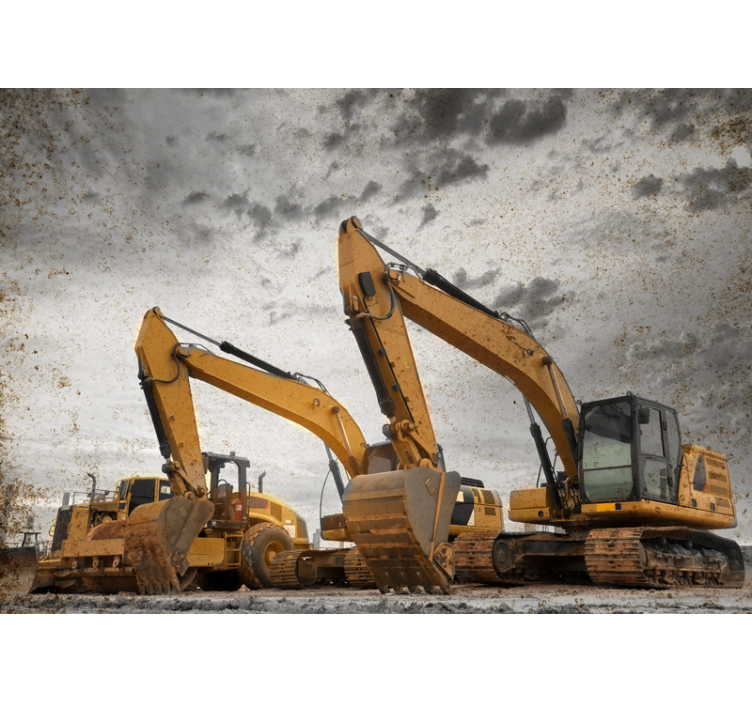 Automotive wall murals construction machinery art - TenStickers