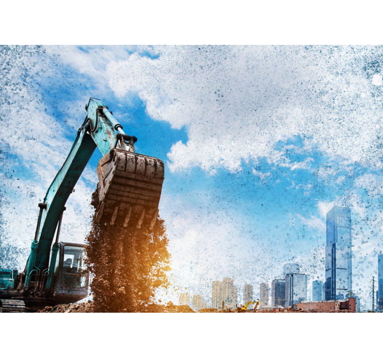 Wall mural city construction equipment scene - TenStickers