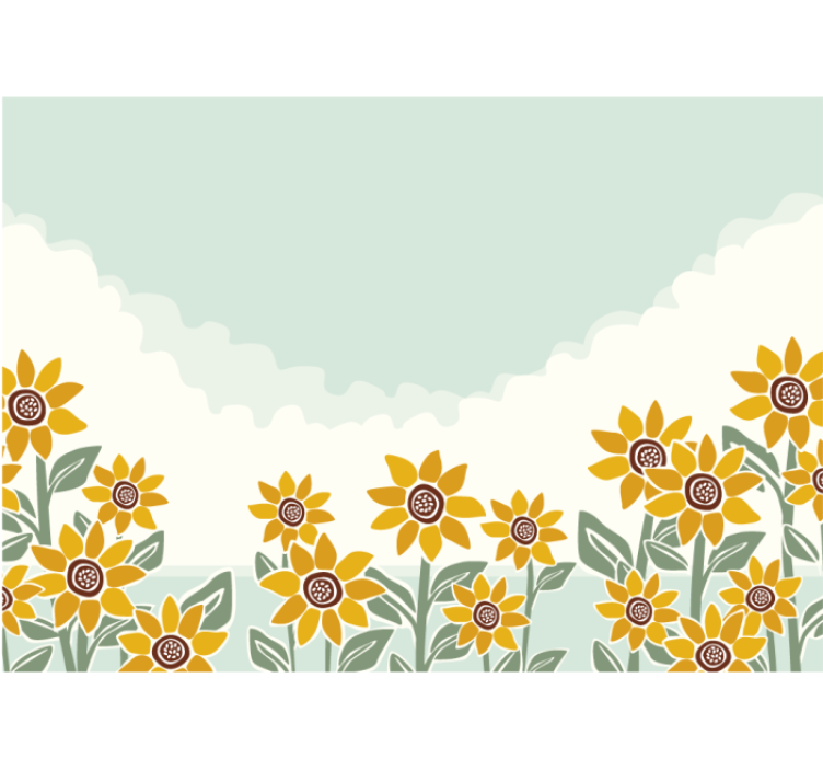 Flowers wall mural sunflower garden scene - TenStickers