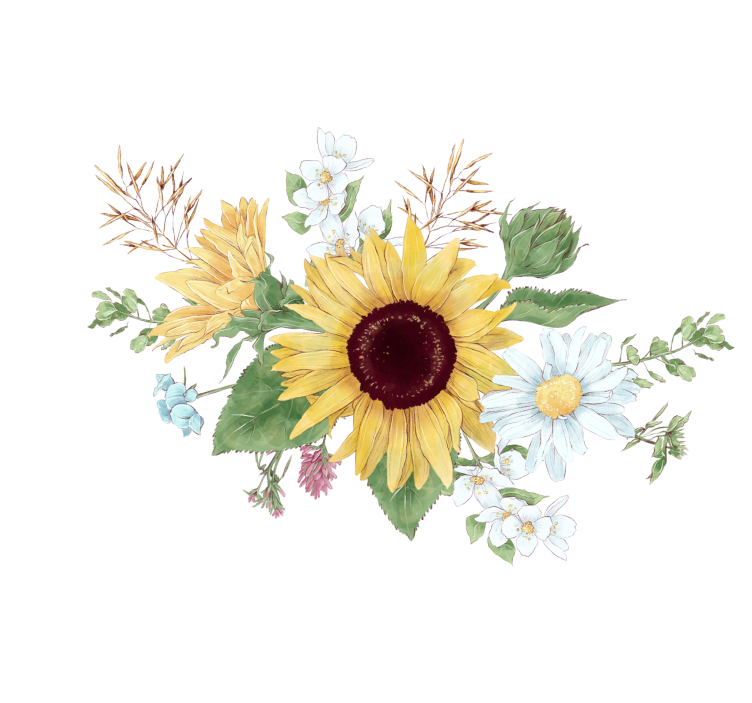 Flowers wall mural sunflower blossom arrangement - TenStickers