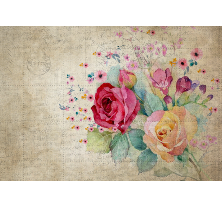 Flowers wall mural rose bloom arrangement - TenStickers