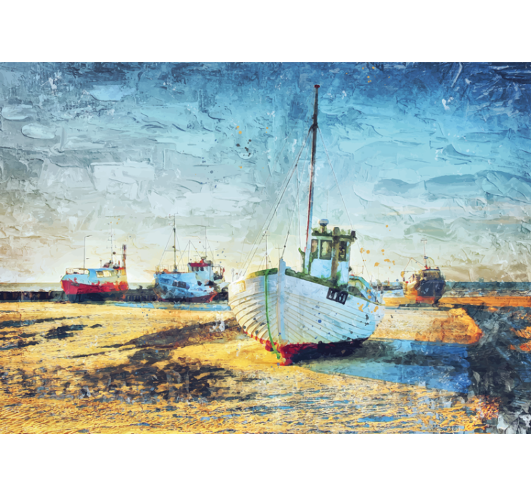 Wall mural city fishing boats on the shoreline - TenStickers