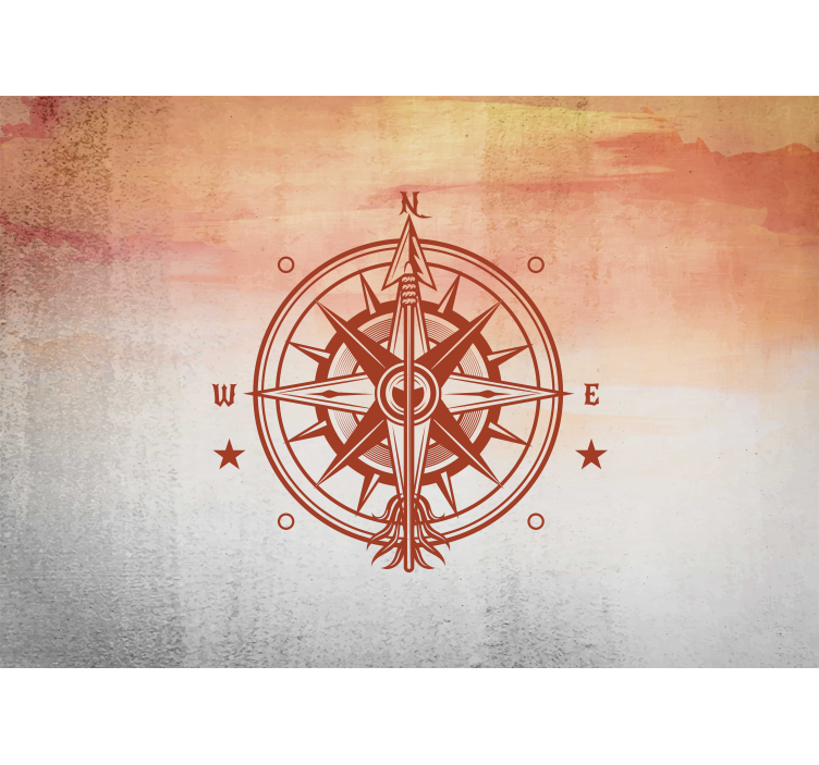 Wall mural text compass north direction - TenStickers