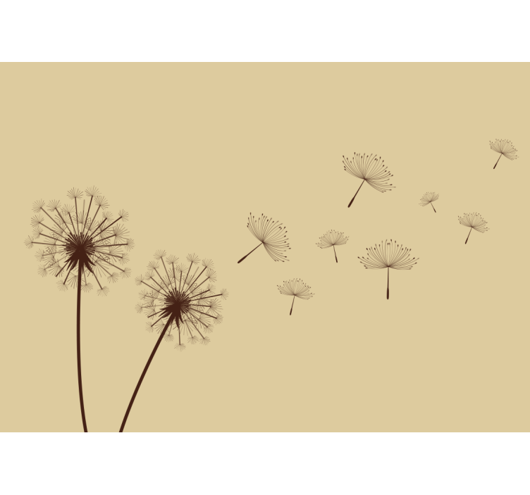Dandelion seeds flying flowers wall mural - TenStickers