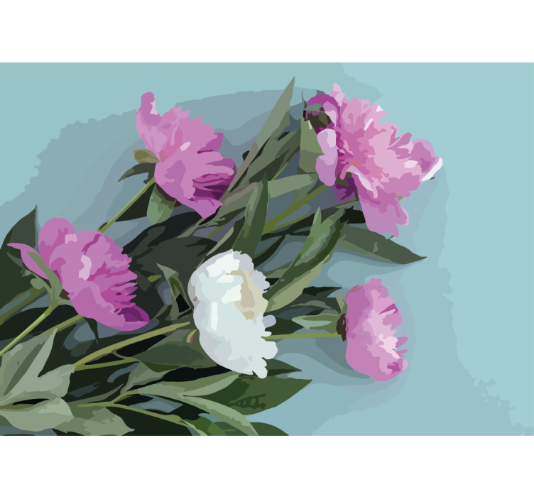 Flowers wall mural peony flower arrangement - TenStickers