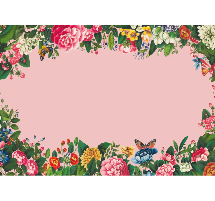 Elegant pink floral design flowers wall mural - TenStickers