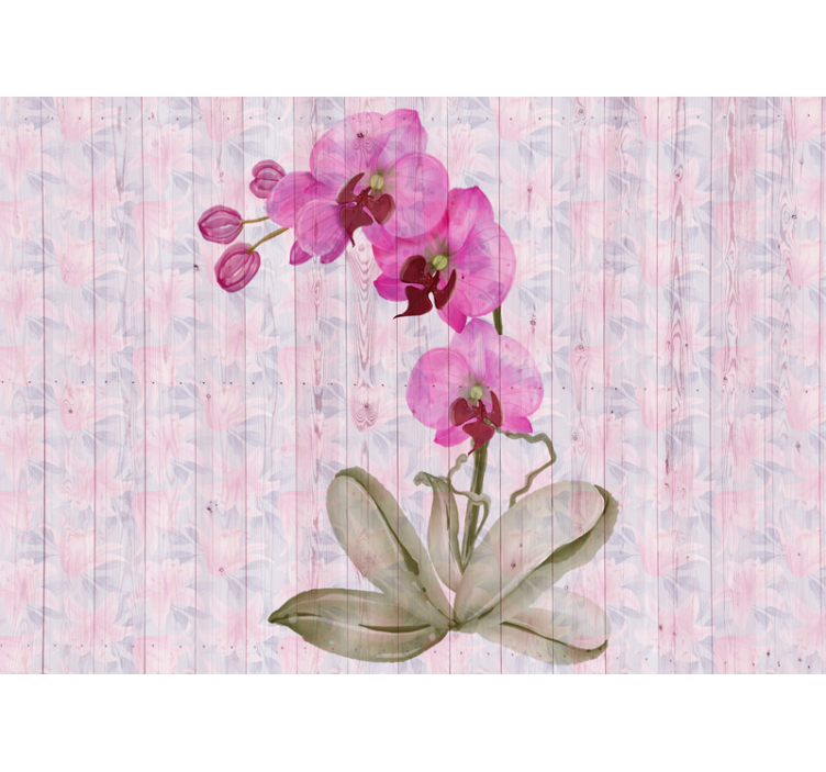 Flowers wall mural pink orchid blooms - TenStickers