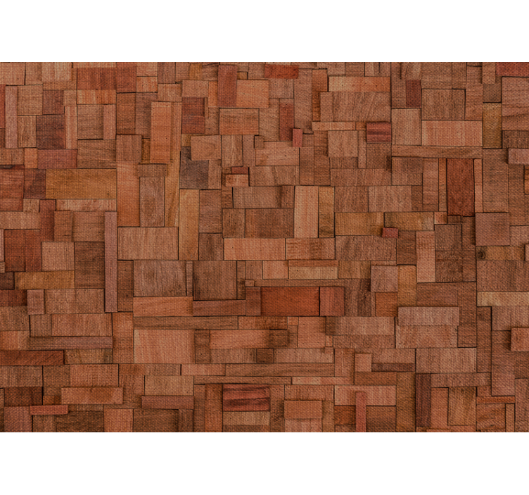Stone wall mural with textured wooden planks - TenStickers