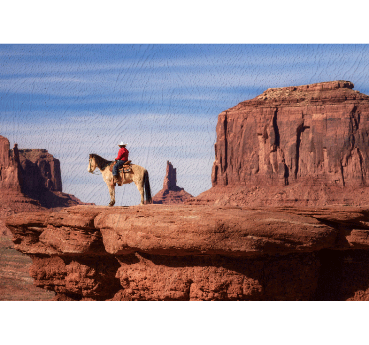 Landscape wall mural cowboy on horseback - TenStickers