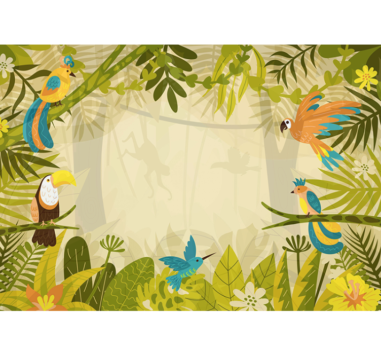 Wall mural jungle colorful jungle birds - TenStickers