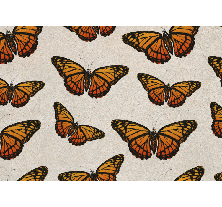 Flowers wall mural butterflies in flight - TenStickers