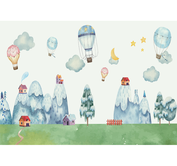Wall mural nursery whimsical hot air balloons - TenStickers