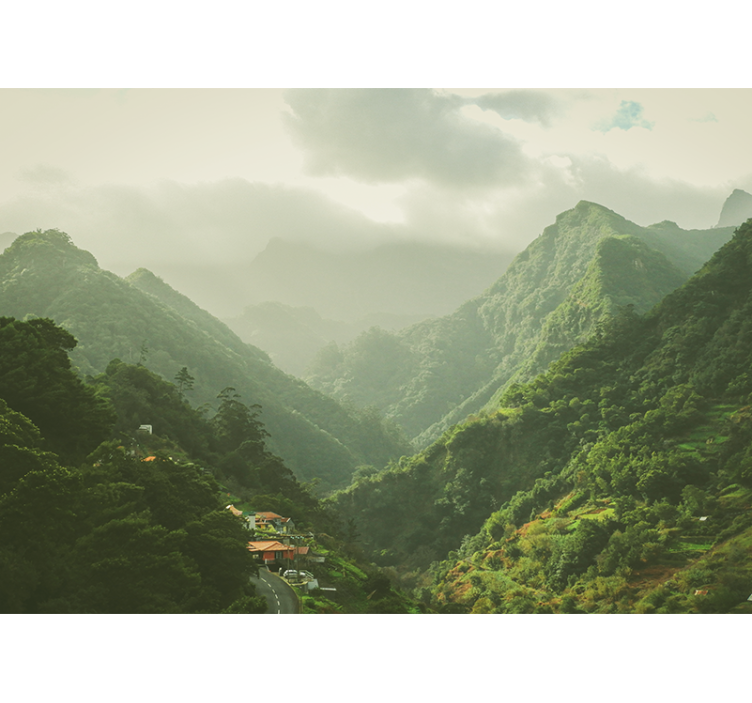 Mountain valley scenery landscape wall mural - TenStickers