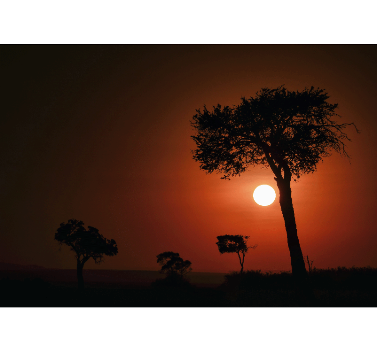 Silhouette Sunset Scene landscape wall mural - TenStickers