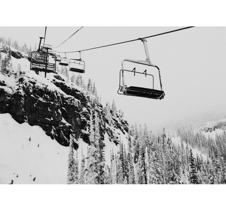 Mountain wall mural ski lift adventure - TenStickers