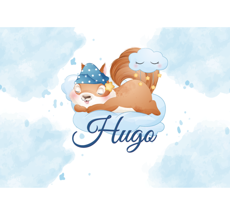 Sleepy squirrel dreams wall mural nursery - TenStickers