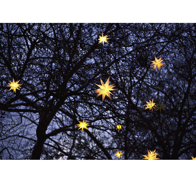 Wall mural christmas golden starry night - TenStickers