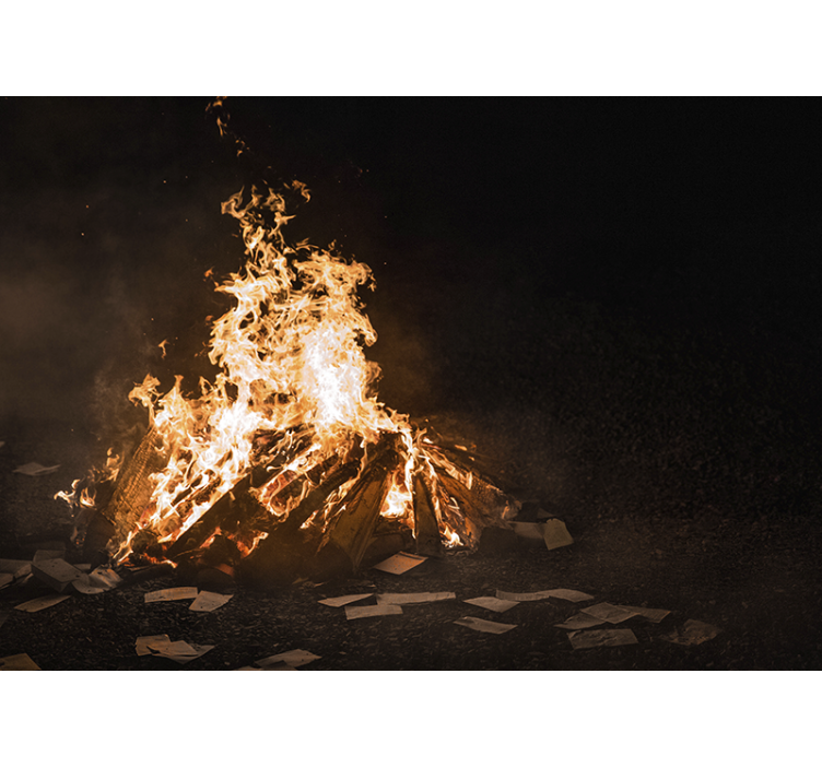 Abstract mural wallpaper flaming bonfire scene - TenStickers