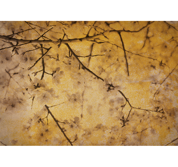 Cherry blossom in yellow wall mural - TenStickers