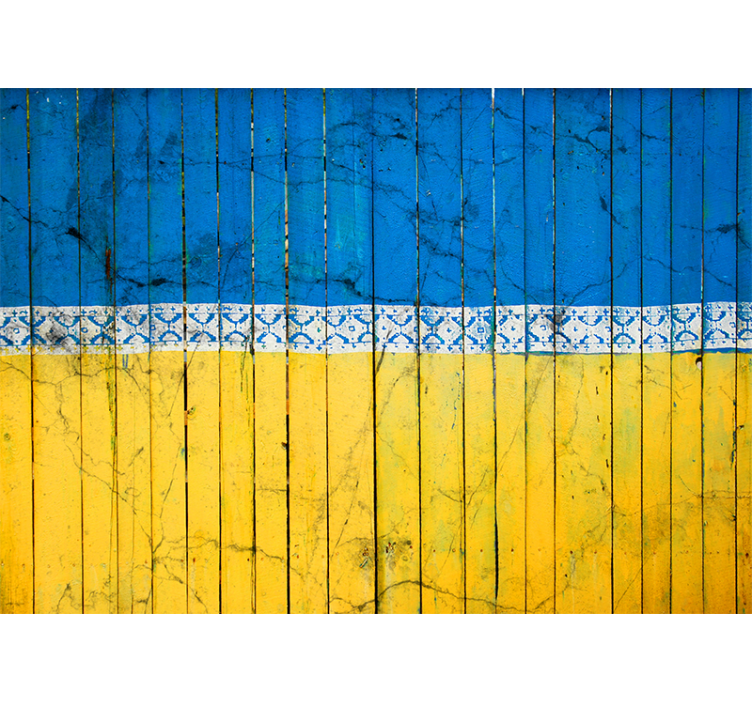 Wall mural city wooden plank design - TenStickers