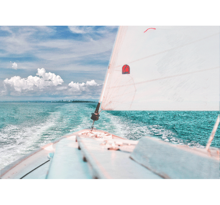 Sea wall mural sailing through waves - TenStickers