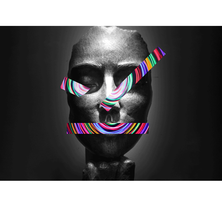 Abstract facial features wall mural painting - TenStickers