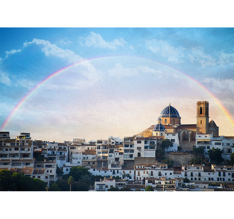 Wall mural city coastal village design - TenStickers