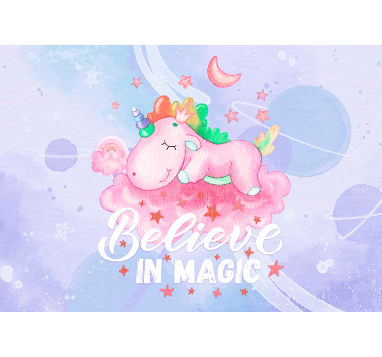 Childrens bedroom wall mural unicorn dream cloud - TenStickers