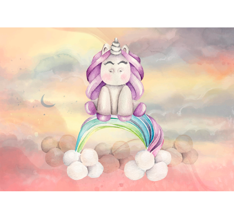 Wall mural fantasy cute unicorn rainbow - TenStickers