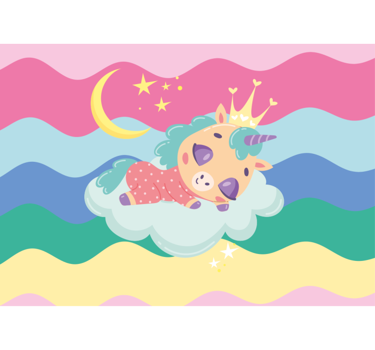 Wall mural people sleeping unicorn fantasy - TenStickers