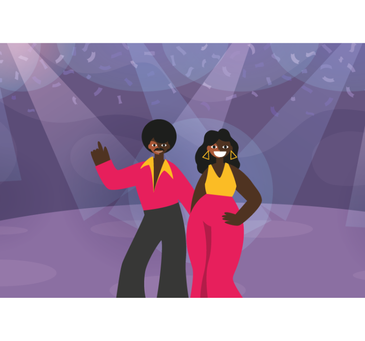 Wall mural music disco dancing couple - TenStickers