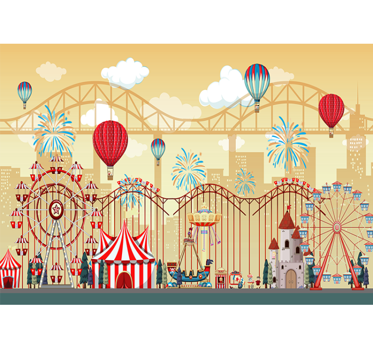 Wall mural city carnival city scene - TenStickers