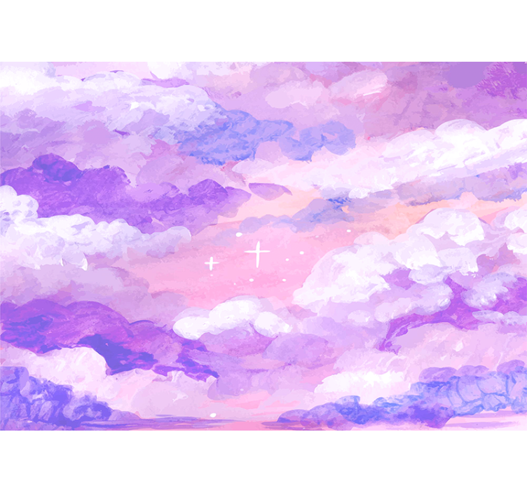 Sky mural wallpaper soft purple clouds - TenStickers