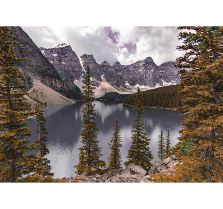 Peaceful mountain lake landscape wall mural - TenStickers