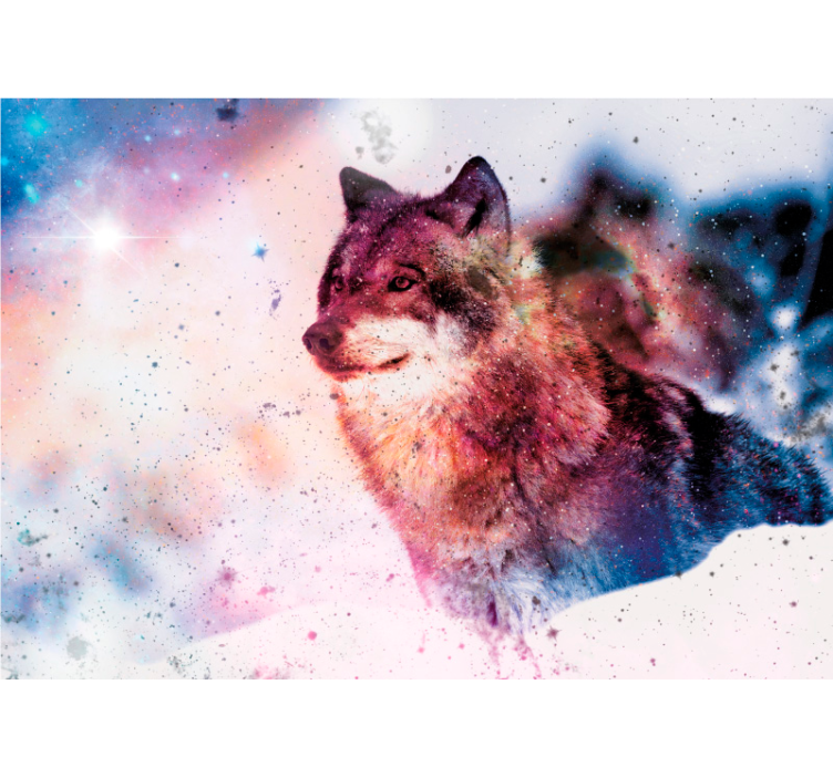 Wall mural animals lone cosmic wolf - TenStickers