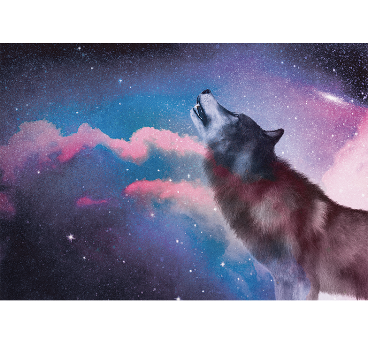 Wall mural animals howling wolf silhouette - TenStickers