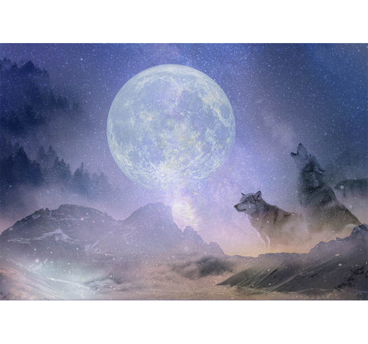 Wall mural jungle majestic moonlit wolves - TenStickers