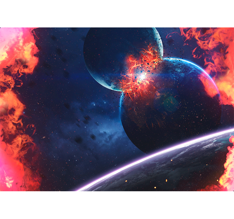 Space wall mural explosive cosmic collision - TenStickers