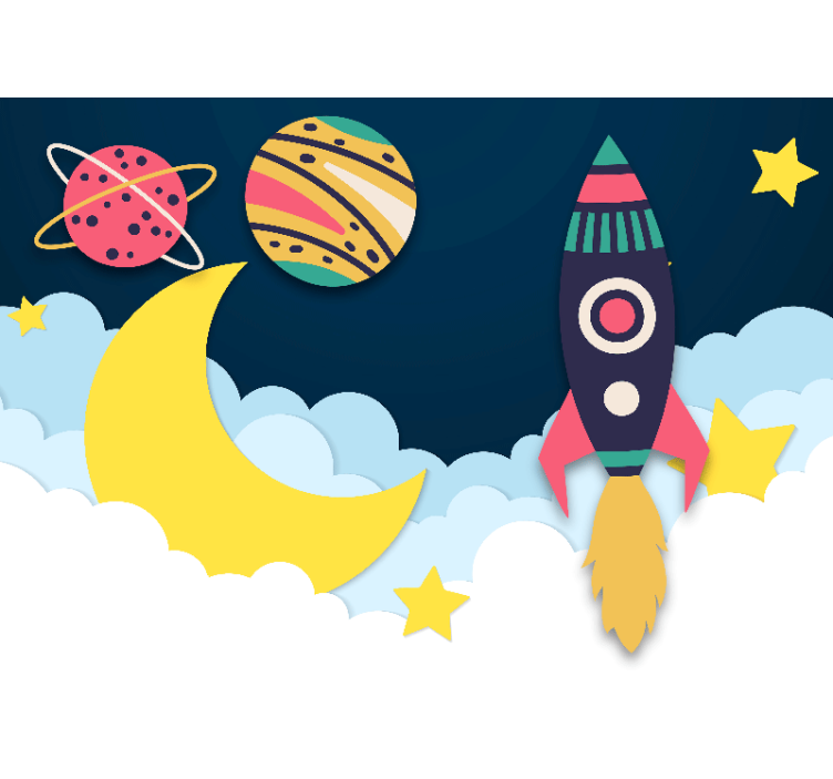 Wall mural fantasy rocket among planets - TenStickers