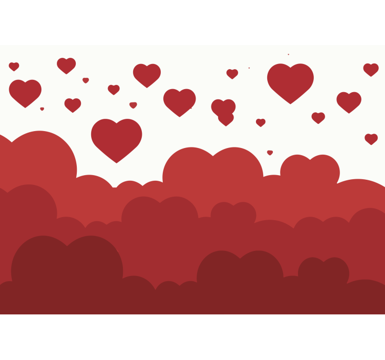 Love wall mural floating heart clouds - TenStickers