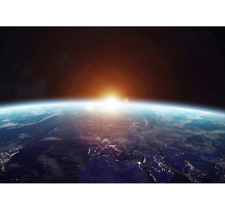 Space wall mural earth sunrise view - TenStickers