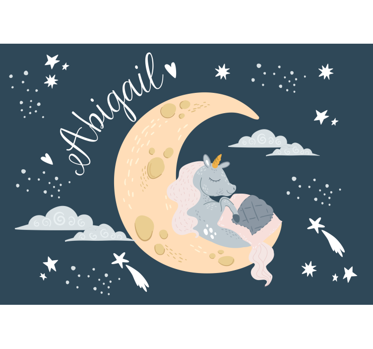 Childrens bedroom wall mural dreaming unicorn night - TenStickers