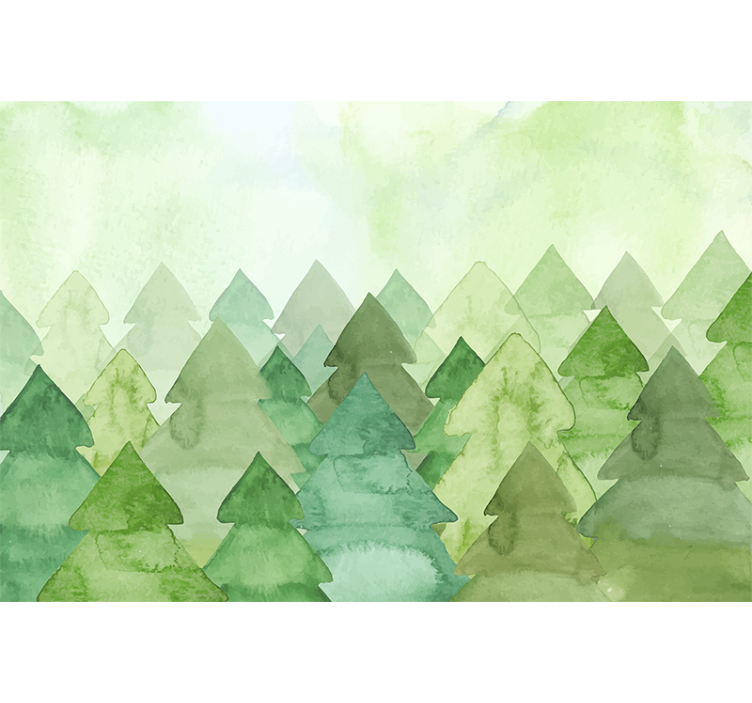 Forest wall mural lush green pines - TenStickers