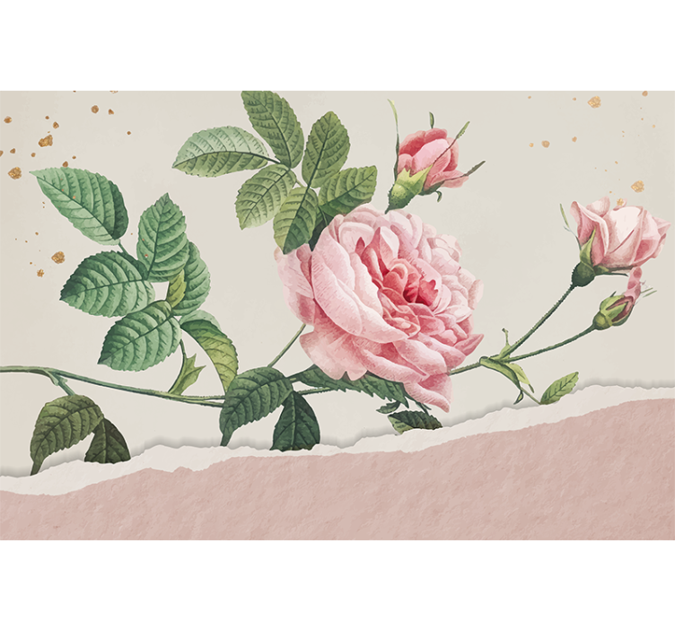 Flowers wall mural pink rose bouquet - TenStickers