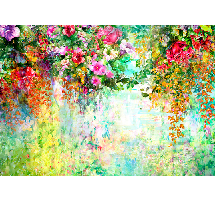 Flowers wall mural floral blossom pattern - TenStickers