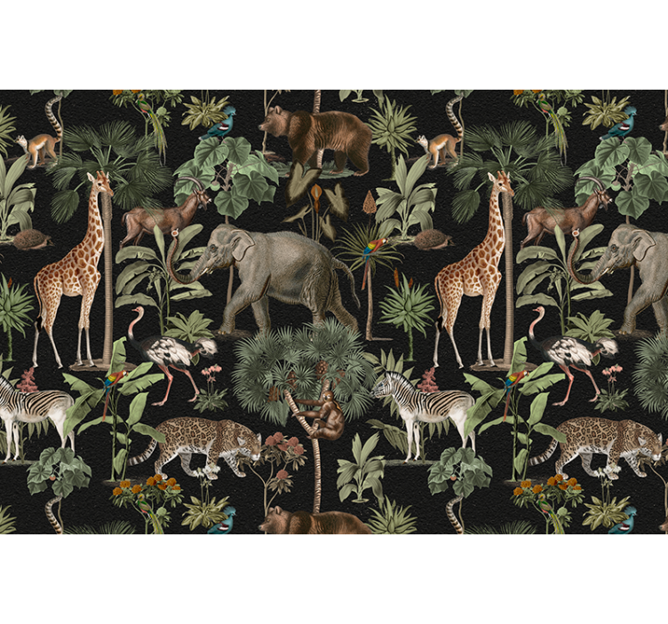 Wall mural animals jungle wildlife scene - TenStickers